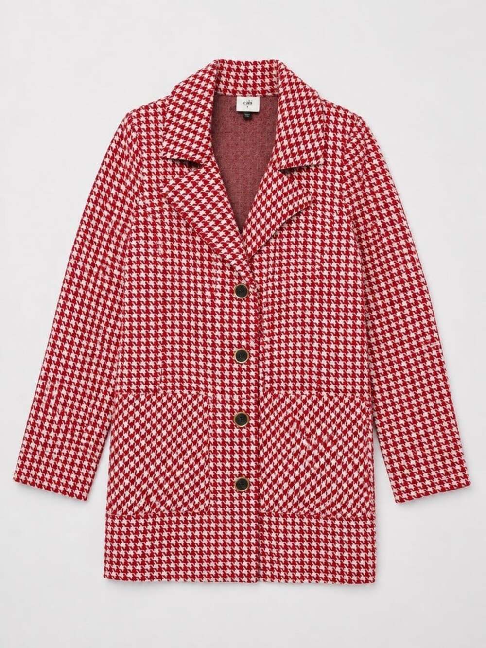 Cabi Houndstooth knit blazer size small red white houndstooth print womens jacke